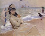 Claude Monet Camille on the Beach at Trouville Germany oil painting artist